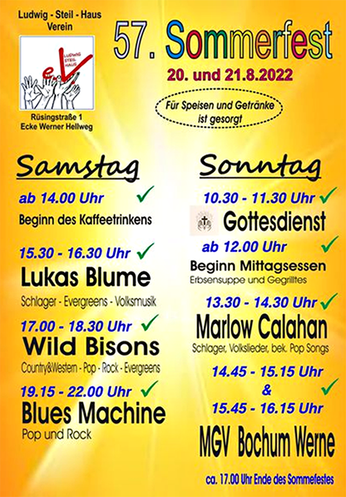 Plakat Sommerfest </br>Ludwig-Steil-Haus 2022